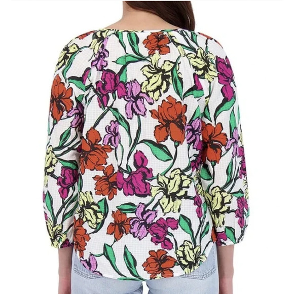 Roller Rabbit Jorales Lucy Top Iris Floral Red Purple Yellow‎ Green SMALL NEW - Picture 12 of 13